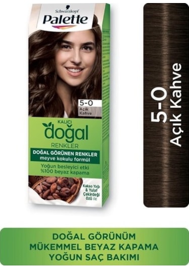 Palette Kalıcı Doğal Renkler Saç Boyası 5.0 Açık Kahve 3'lü