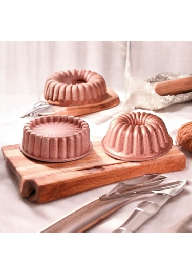 Doremcy Eda 2li Granit Döküm Kek Ve Tart Kalıbı 26cm Rosegold Dilimli Turta Kalıbı Kek Kalıbı Yeşil