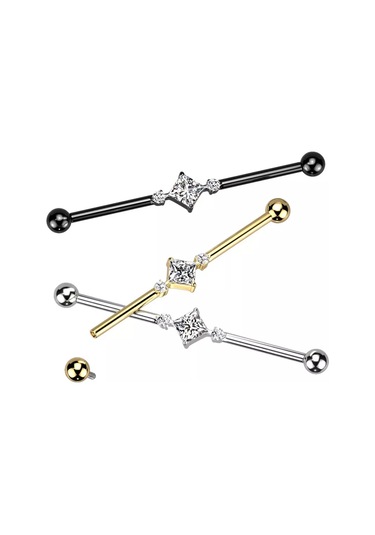 Spikes Titanyum Endüstriyel Kulak Piercing Barı / 1.6 38 Mm 174097359 Siyah