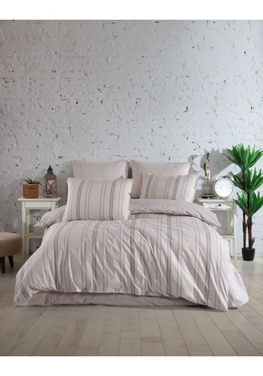 Italian Style Naturel Çift Kişilik Nevresim Takımı Krem - Bej Bej