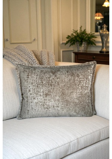 Kırlent İthal Kadife Kumaş - 35x50cm Yumuşak Dokulu Dekoratif Özel Tasarım Kırlent Kılıfı Bej