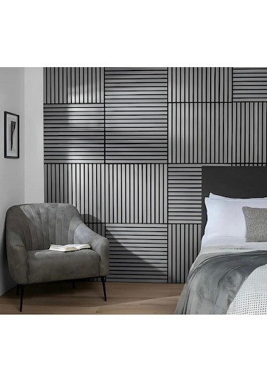 Açık Gri 40x40 Cm Yeni Nesil Akustik Ahşap Duvar Paneli