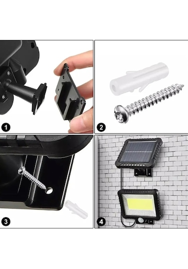 Gaman F100 Cob Led Güneş Enerjili 3 Mod Sensörlü 5 M Kablolu Solar Lamba