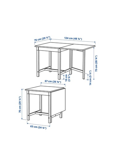 Mutfak Masası Takımı, Açık Kahverengi-beyaz, 2 Sandalyeli, Katlanabilir Natural