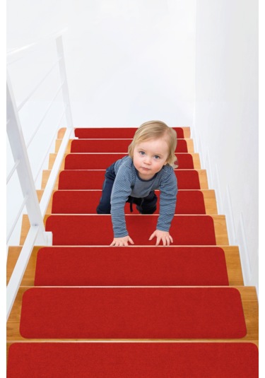 Halifleks Yapışkan Tabanlı Merdiven Basamak Paspası Rip Halı Kaymaz Tabanlı / Adet Olarak Satılır Bayrak Kırmızı
