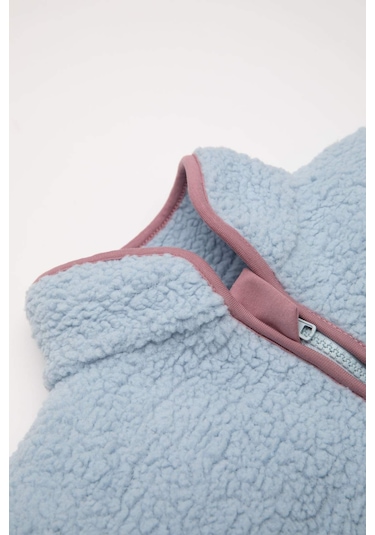 DeFacto Kız Bebek 2'li Takım Pelüş Fermuarlı Dik Yaka Sweatshirt Beli Lastikli Alt D6706A524WNBE216