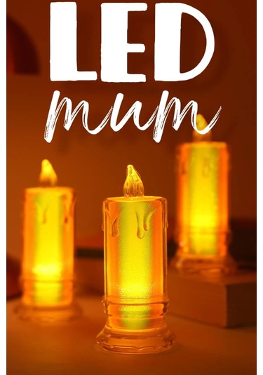 3 Adet Led Mum Simli Tipi Pil Dahil Dumansız Alev Ledli Yapay Dekoratif Mum Işığı Büyük Pt423 ŞEFFAF