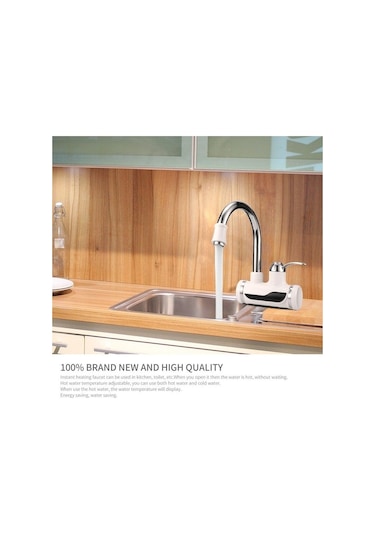 Bosphorusboutique02 Anında Tankless Elektrikli Sıcak Su Isıtıcı Mutfak Hızlı Isıtma Musluk Musluğu Beyaz - Krom