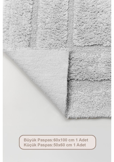Elart Solid Banyo Halısı Paspas Takımı Pamuklu 2 Adet 60x100 Cm Gri Gri
