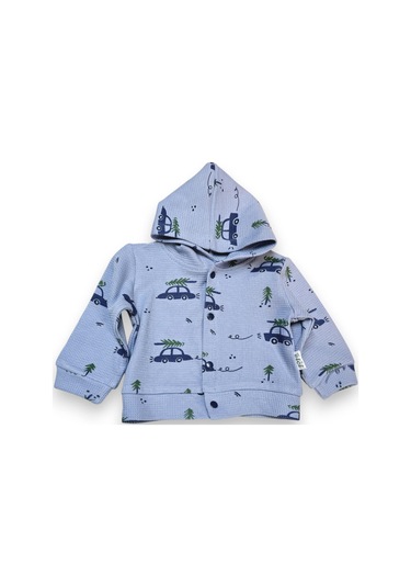 Araba Desenli Hırkalı Erkek Bebek Takım mavi