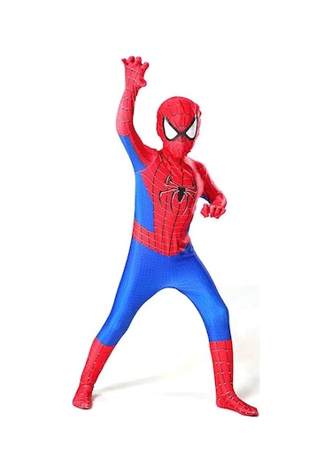 3-12 Yaş Çocuklar Örümcek Adam Cosplay Kostüm Partisi Tulum