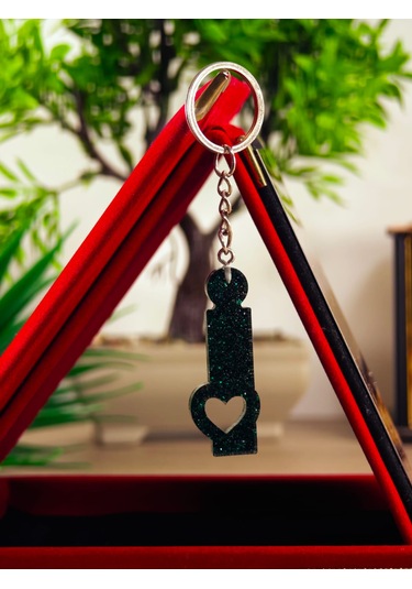 Harfli Anahtarlık Epoksi Kişiye Özel Yapım El Yapımı Harf Anahtarlık Kalp Model Özel Tasarım Hediyelik Ürün Kalp Desenli Simli Anahtarlık Altın - Beyaz