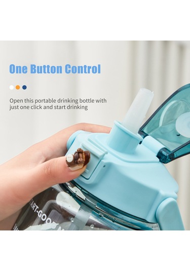 İşaretleyici Ve Pipetli 2l Su Şişesi, Kulplu Büyük Kapasiteli Su Şişesi, Yeniden Kullanılabilir Sızdırmaz Su Kabı, Dağ Yürüyüşü, Seyahat, Açık Sporlar, Spor Salonu Ve Fitness İçin. Yeşil