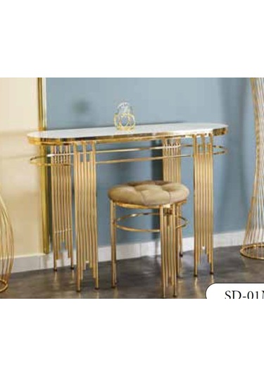 Mim Beyaz - Gold Sütun Dresuar Beyaz - Gold