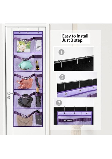 Trendooze Duvara Monte Çanta Tutucu Askı Çantası Mor Takma Sistemli Mor