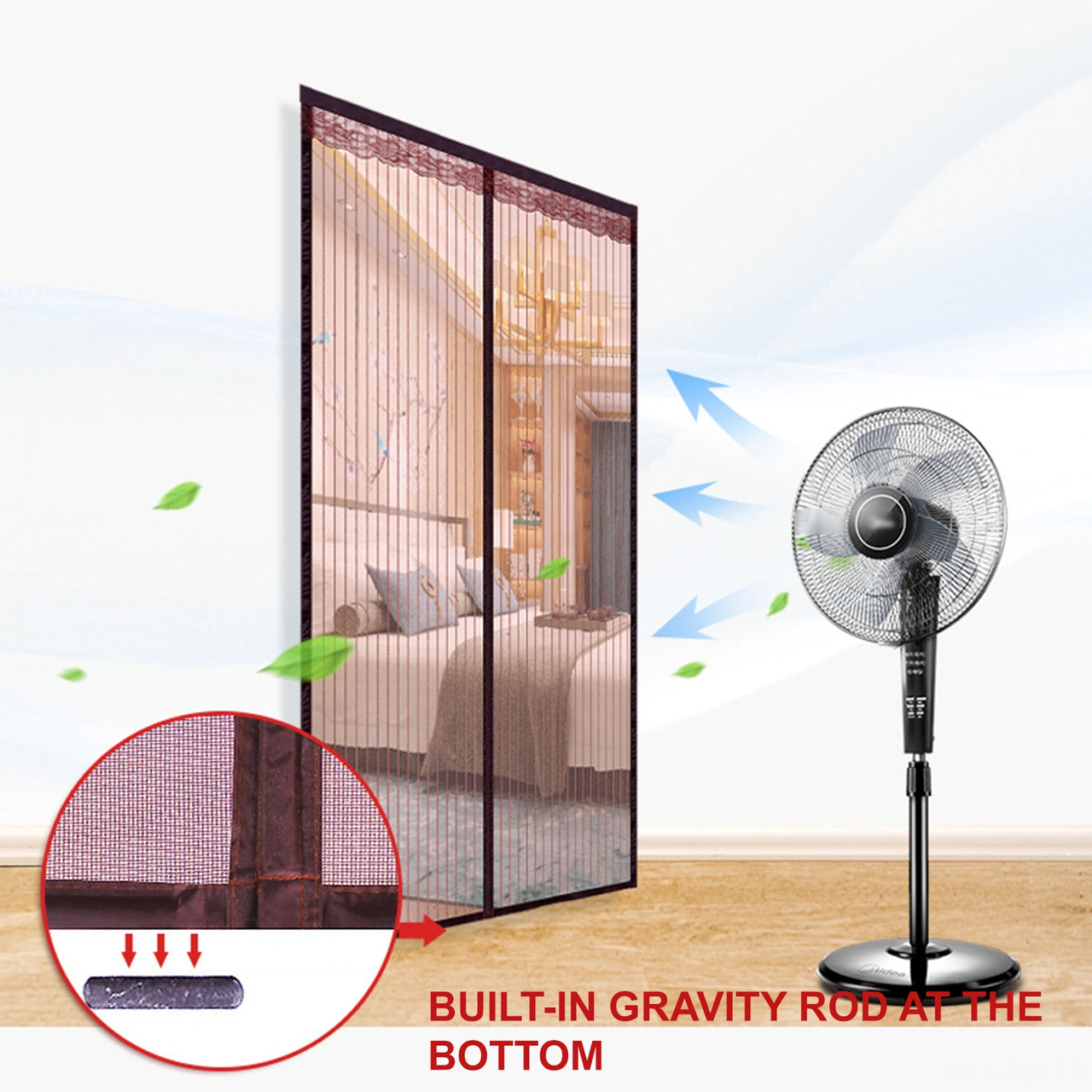 Youmex 80x210 Cm Siyah Magnetik Moskit Örtüsü - Yolluksuz, Perde Tipi, İnce Ağ Desenli, Kolay Kurulum, Ev/ofis Uygun Siyah