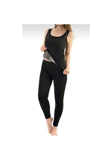 Siyah Sauna Etkili Atlet Tayt Takım