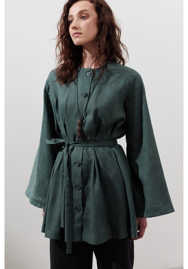 Keten Pensli Tunik Petrol Petrol