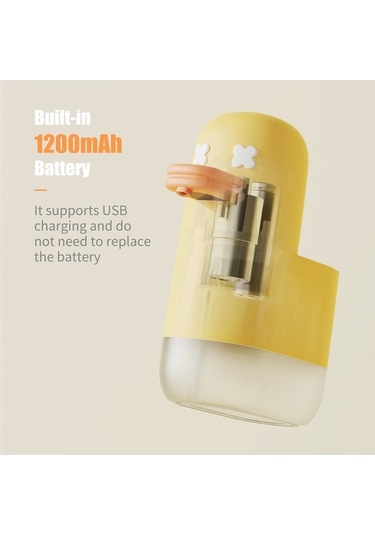 Pazly 350 Ml Sevimli Ördek Otomatik Köpük Sabunluk Fotoselli, Sarı Renk Sarı