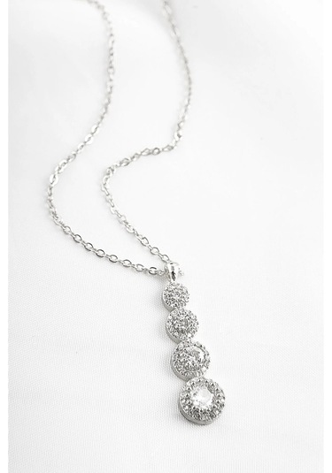 Ervanur Dört Sıra Zirkon Taşlı Su Yolu Kolye Gümüş