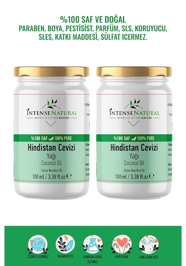 Intense Natural Hindistan Cevizi Yağı Soğuk Sıkım 2 x 100 ML