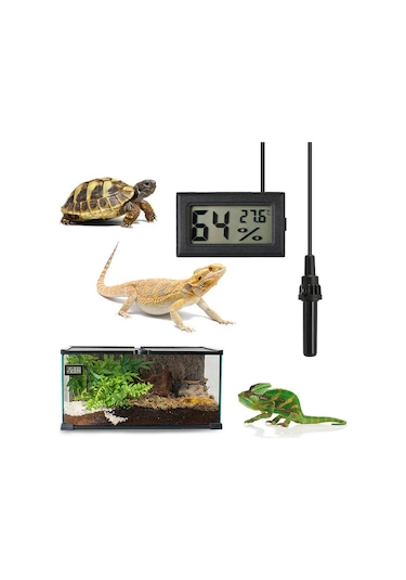 Indena-Mini Isı Ve Nem Ölçer - Termometre Higrometre Prob Kuluçka Siyah