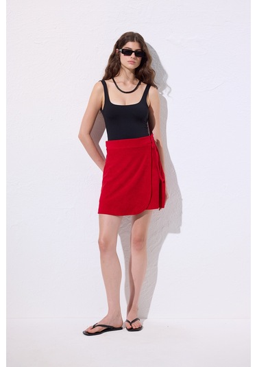 Havlu Pareo Etek Kırmızı Kırmızı