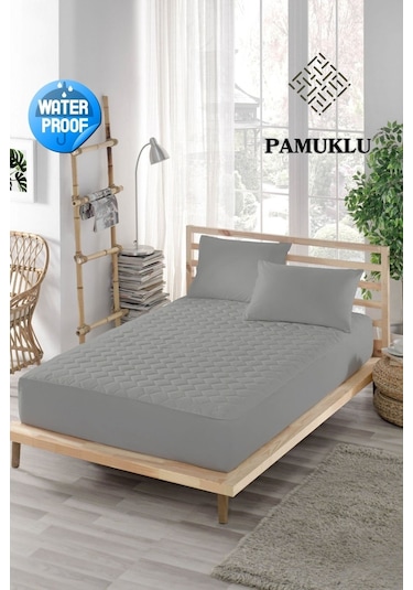 Ely Parker Alez Sıvı Geçirmez Pamuk Kapitoneli Fitted Çift Kişilik Tek Kişilik Bebek Alezi ELYMKRKAPFIT00 Gri