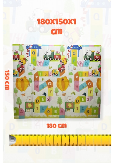 Katlanabilir Çift Taraflı Eğitici Çocuk Oyun Matı, Halısı 180x150x1 Taşıma Çantalı - Aslan Kral