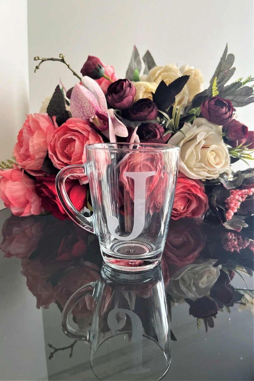 Kişiselleştirilmiş J Harfli Cam Kupa 300 Cc 1 Ad. Mat
