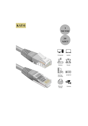 Redrock Cat6 Cca Patch Cord Cable - 1mt Network Kablosu 20 Adet