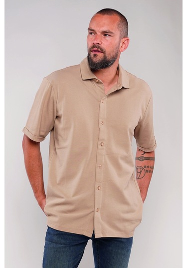 Gabria Katlama Kol Erkek Gömlek Vizon