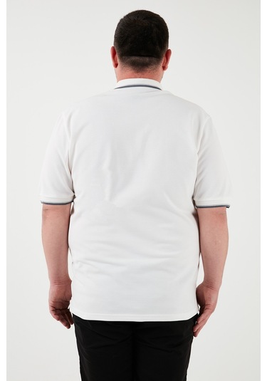 Buratti Büyük Beden Pamuklu Regular Fit Erkek Polo Yaka T Shirt 5902118B Beyaz