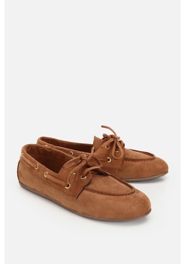 Yaya Kadın Taba Süet Bağcık Detaylı Loafer