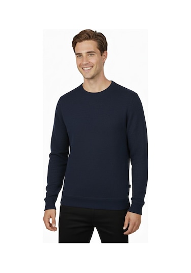 Raymons Erkek Sıfır Yaka Petek Doku Regular Fit Sweatshirt Bgl-st04950 Lacivert