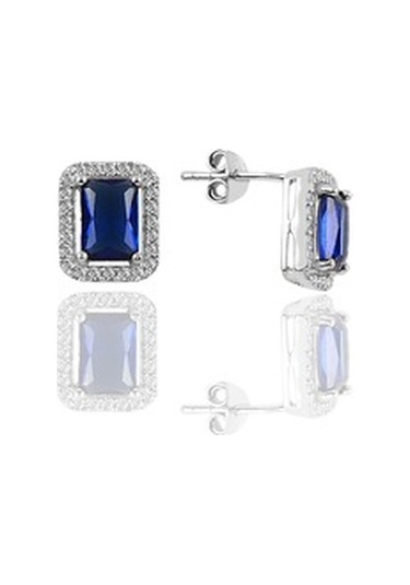 Gümüş Rodyumlu Safir Baget Taşlı Üçlü Set