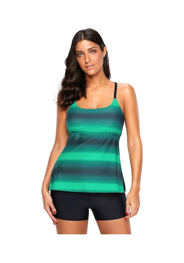 Mufunye Büyük Beden Tankini Mayosu - Mor Renkli Gradyan Desenli, Hafif Ve Dayanıklı, 3xl, Outdoor Aktivitelere İdeal, Toptan Satış Diğer