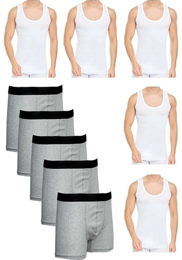 Erkek Dar Kalıp Atlet Ve Boxer Set 5 Boxer 5 Atlet