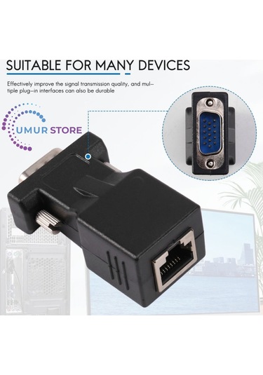 Vga Genişletici Erkek - Lan Cat5 Cat6 Rj45 Ağ Kablosu Adaptörü