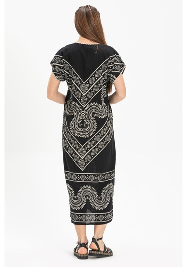 Kısa Kol Pamuk Hitit Uzun Elbise Baklava Siyah Bklv Syh-baklava Siyah