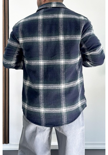 Erkek Normal Kalıp Oduncu Gömlek Yeşil Edw199 Yeşil