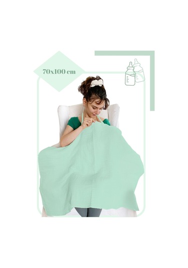 4 Katlı  Iç Göstermez Pamuk Müslin Bebek Emzirme ÖnlüğüMint Yeşili