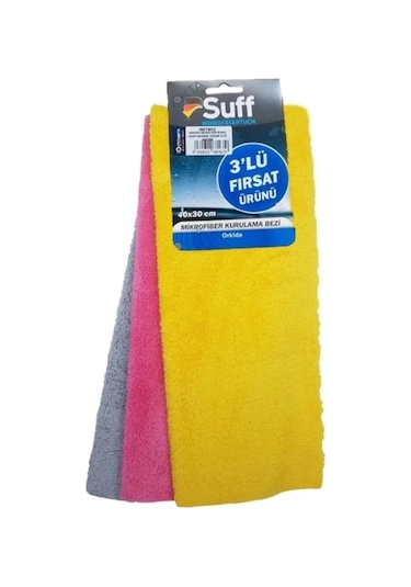 Suff Orkide Mikrofiber Yumuşak Cila Ve Kurulama Bezi 3 Lü 40x40cm Renkli