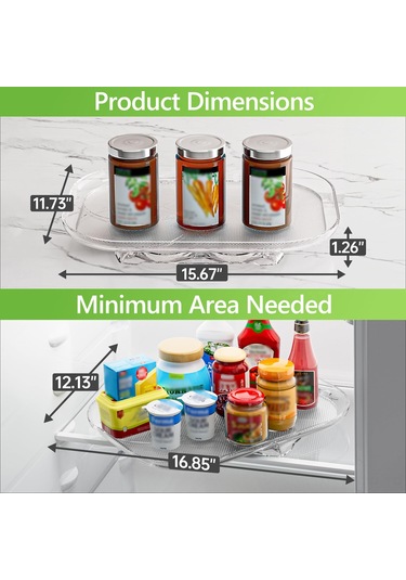 Geeroyoo Buzdolabı Döner Tepsisi - Pratik Mutfak Ve Kiler Organizatörü Şeffaf