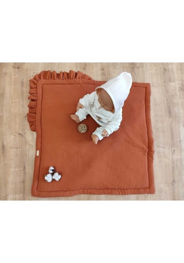 Ekru 4 Kat Müslin Bebek Battaniyesi %100 Pamuklu Doğal Organik Uyku Kundağı Hastane Çıkışı Yenidoğan Kiremit