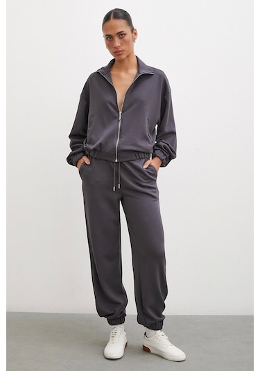 Never More Fermuarlı Sweatshirt Füme