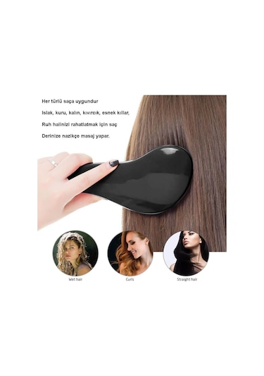 Koodmax Oval Dolaşık Önleyici Saç Fırçası - Saç Açıcı Tarak - Siyah