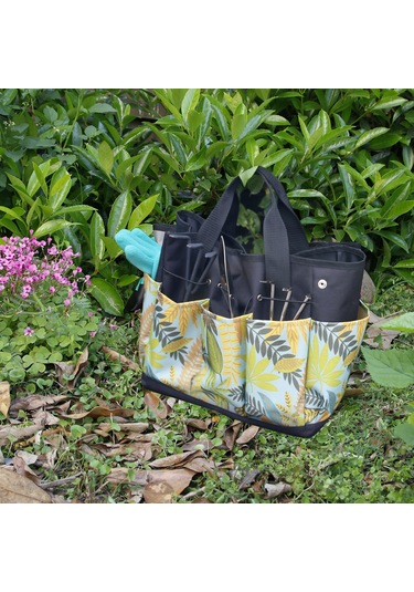 Wezone 9 Cep Çantalı Taşınabilir Bahçe Aletleri Organizatörü, Su Geçirmez Oxford Kumaş Bahçe Çantası Siyah