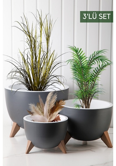 Nandy Home Ufo Model Saksı Seti Gri 3'lü