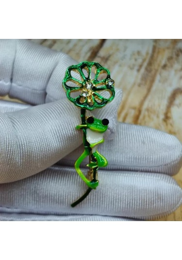 Villovatik Çatırtı Broşu Şemsiyeli Kurbağa 177097305 Altın Rengi